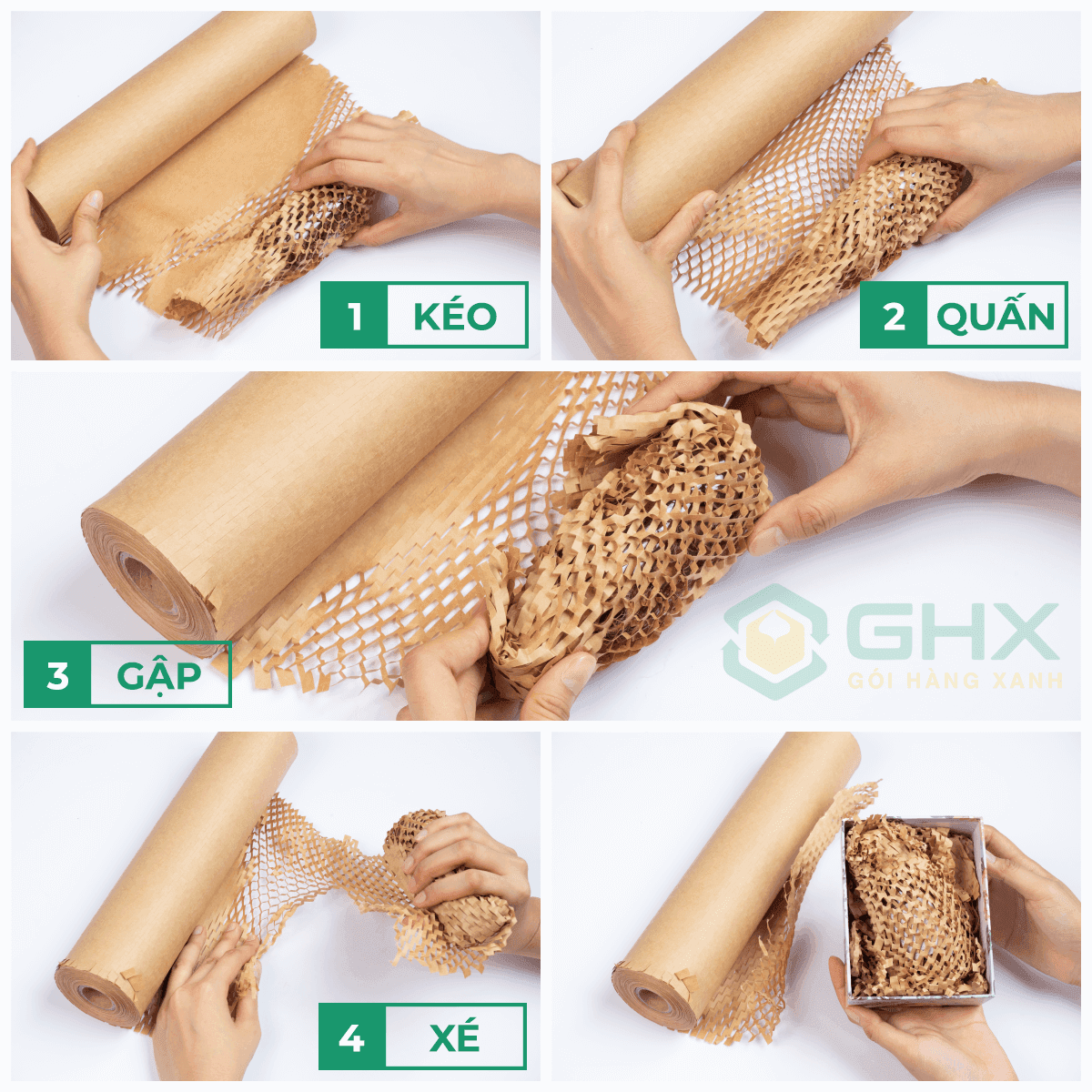 Giấy Tổ Ong 38cmx250m GHX - Chất giấy kraft xi măng 80gsm