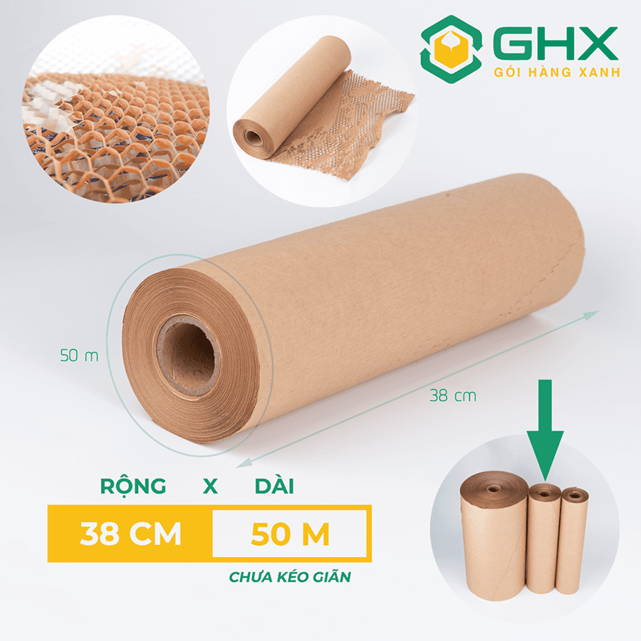 Giấy Tổ Ong 38cmx50m GHX - Chất giấy kraft xi măng 80gsm