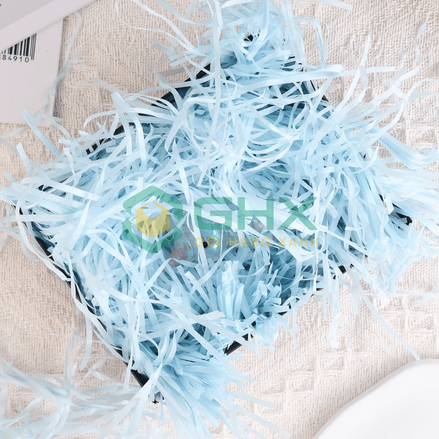 Giấy rơm, giấy vụn MÀU XANH BIỂN trang trí lót hộp quà