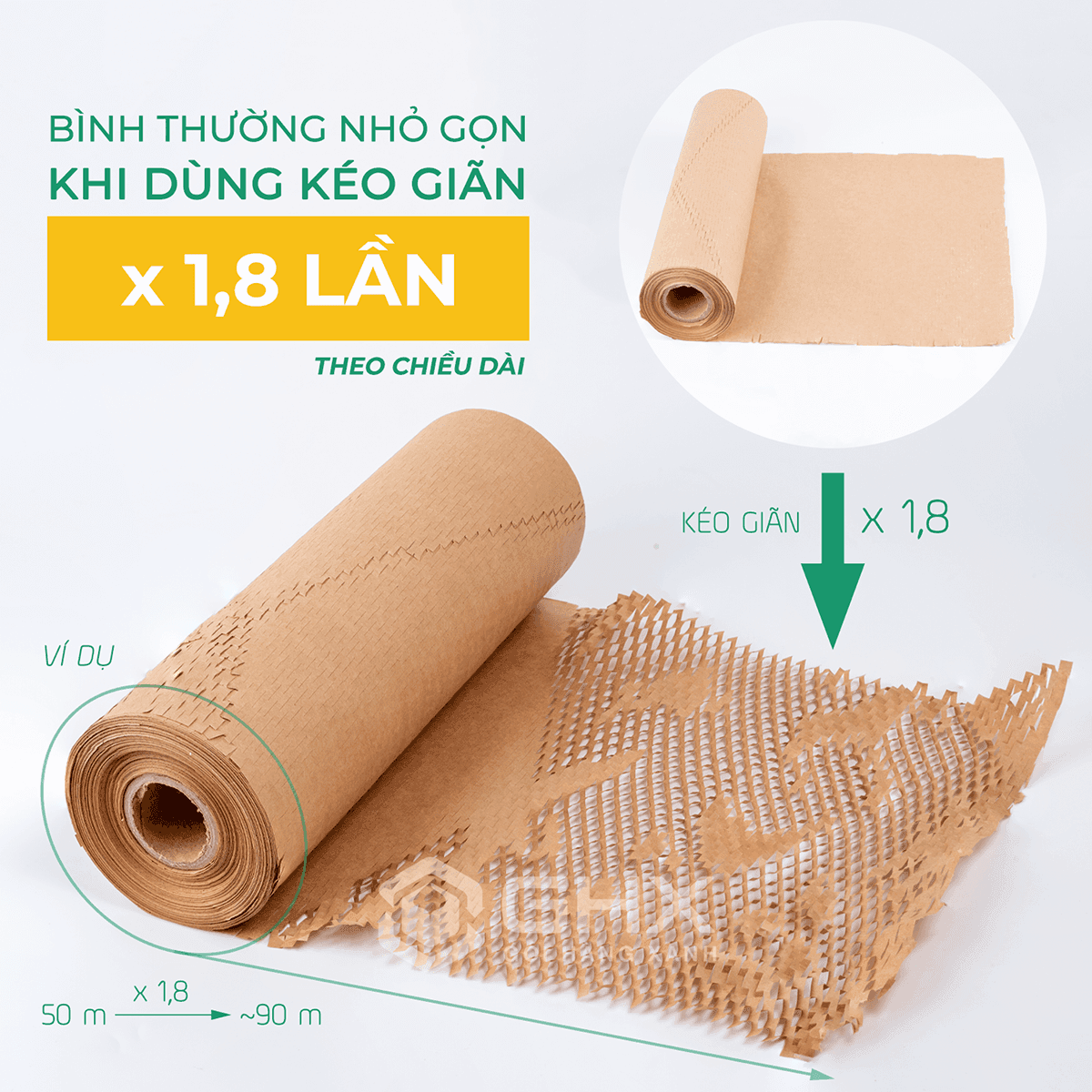 Giấy Tổ Ong 30cmx50m GHX - Chất giấy kraft xi măng 80gsm